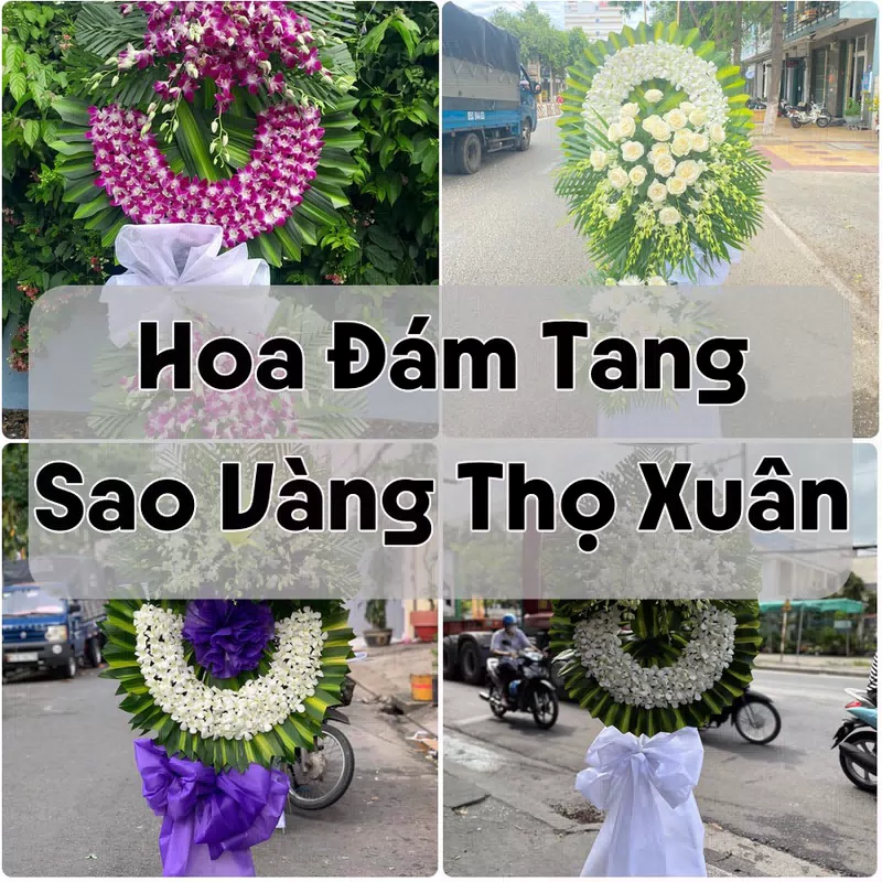 Đặt Hoa Đám Tang Sao Vàng Thọ Xuân | Hoa Chia Buồn